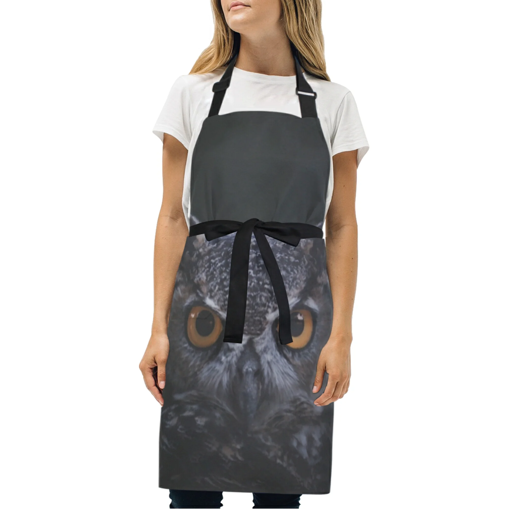 ALAZA Apron with 2 Pockets for Women Men Owl Portrait Animal Print Adjustable Garden Bib
