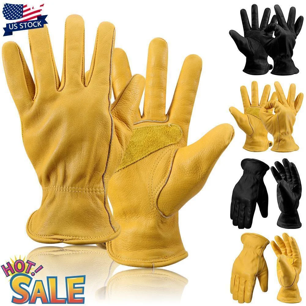 Heavy Duty Gardening Gloves Men Women Thorn Proof Leather Yard Work Gloves US