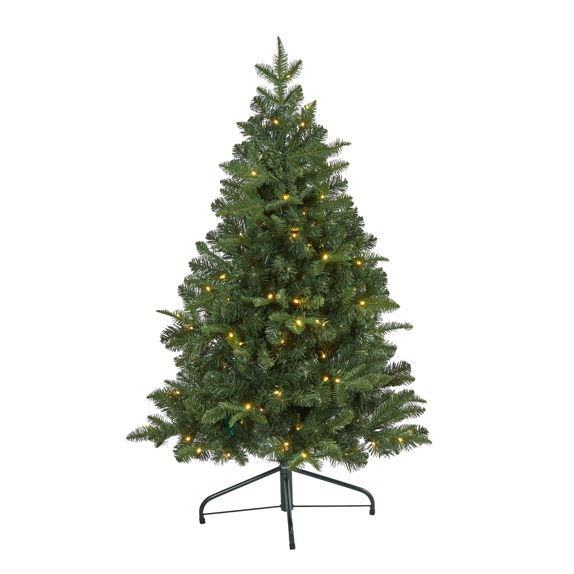 Nearly Natural 4' Flat Back Spruce Artificial Christmas Tree Prelit with LED Lights, Green