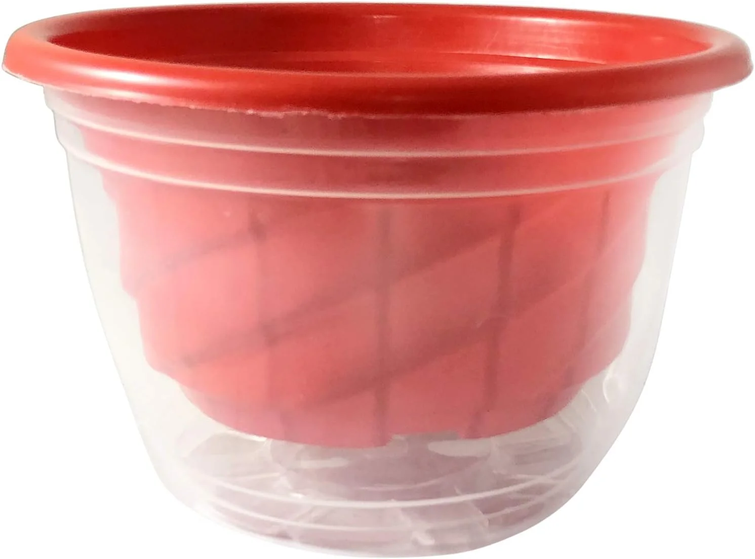 4 Sets Red Color Self Watering Planter Modern Flower Pot, Open Diameter 6.1 Inch For All Indoor Golden Devil's Ivy, African Violet, Ocean Spider Plant, Orchid, Flowers, Herbs, Succulents