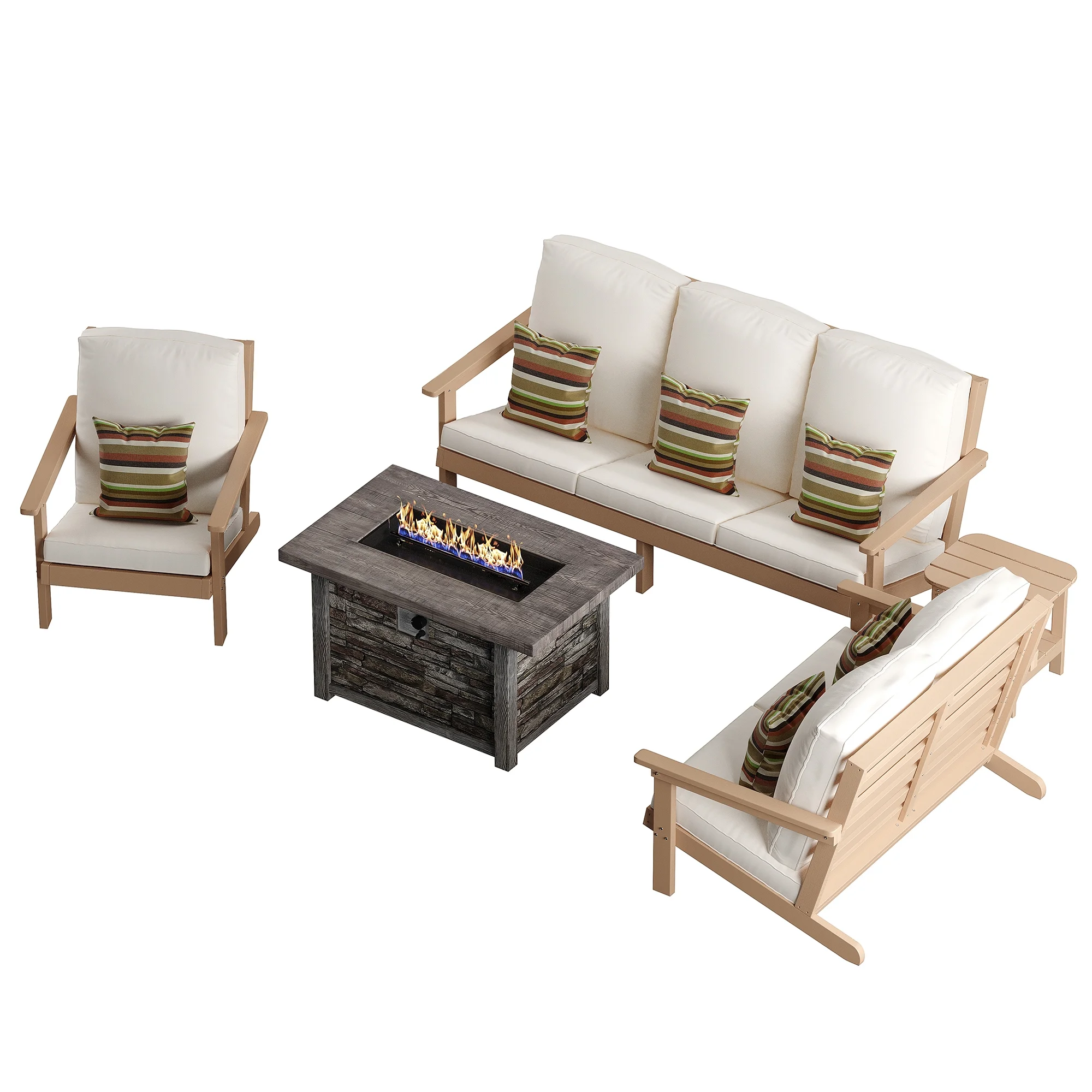 Boyel Living Outdoor garden furniture set of 4 with 43.5 inch Propane Fire Pit Table White