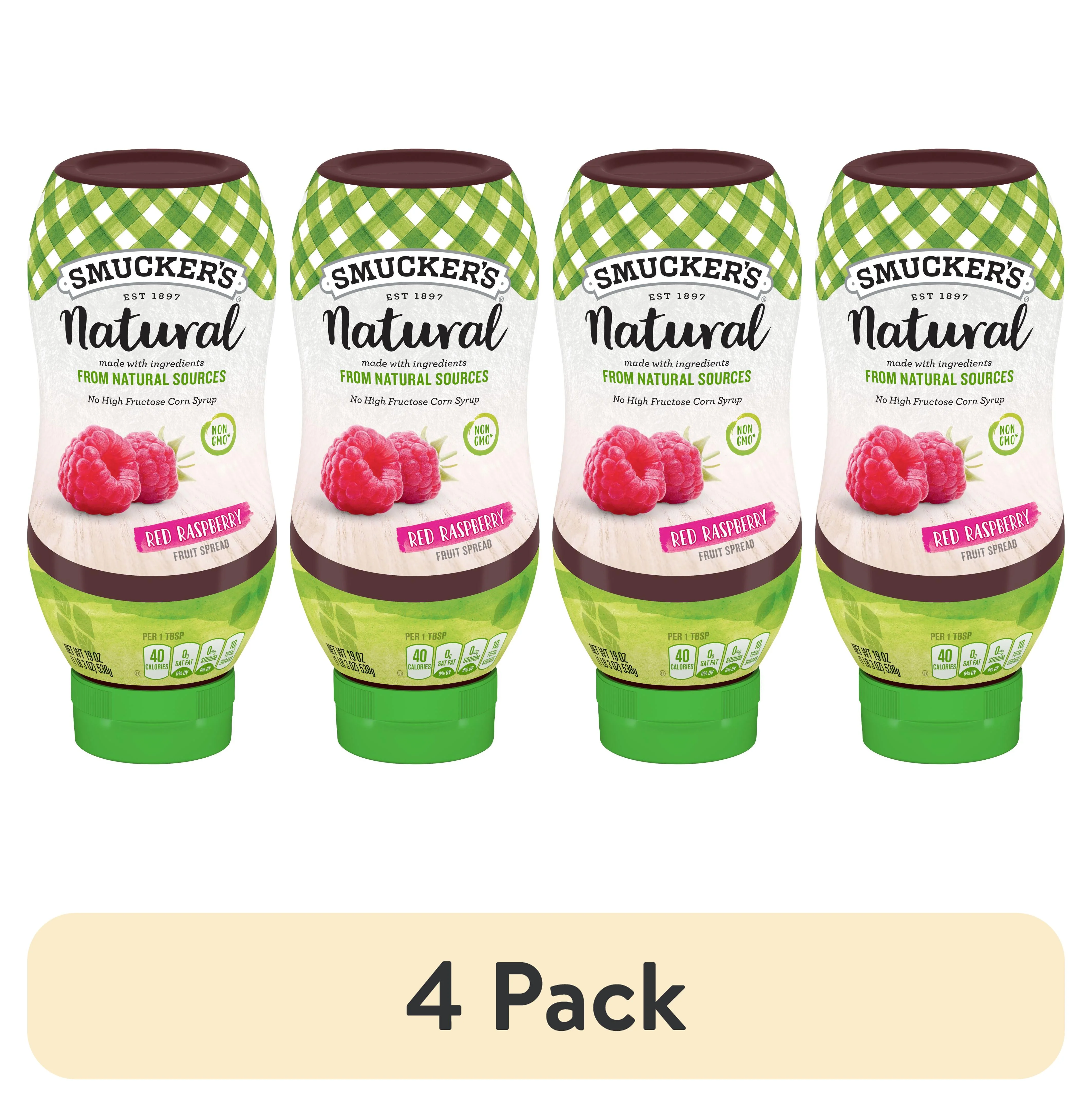 (4 pack) Smucker's Natural Red Raspberry Squeezable Fruit Spread, 19 Ounces