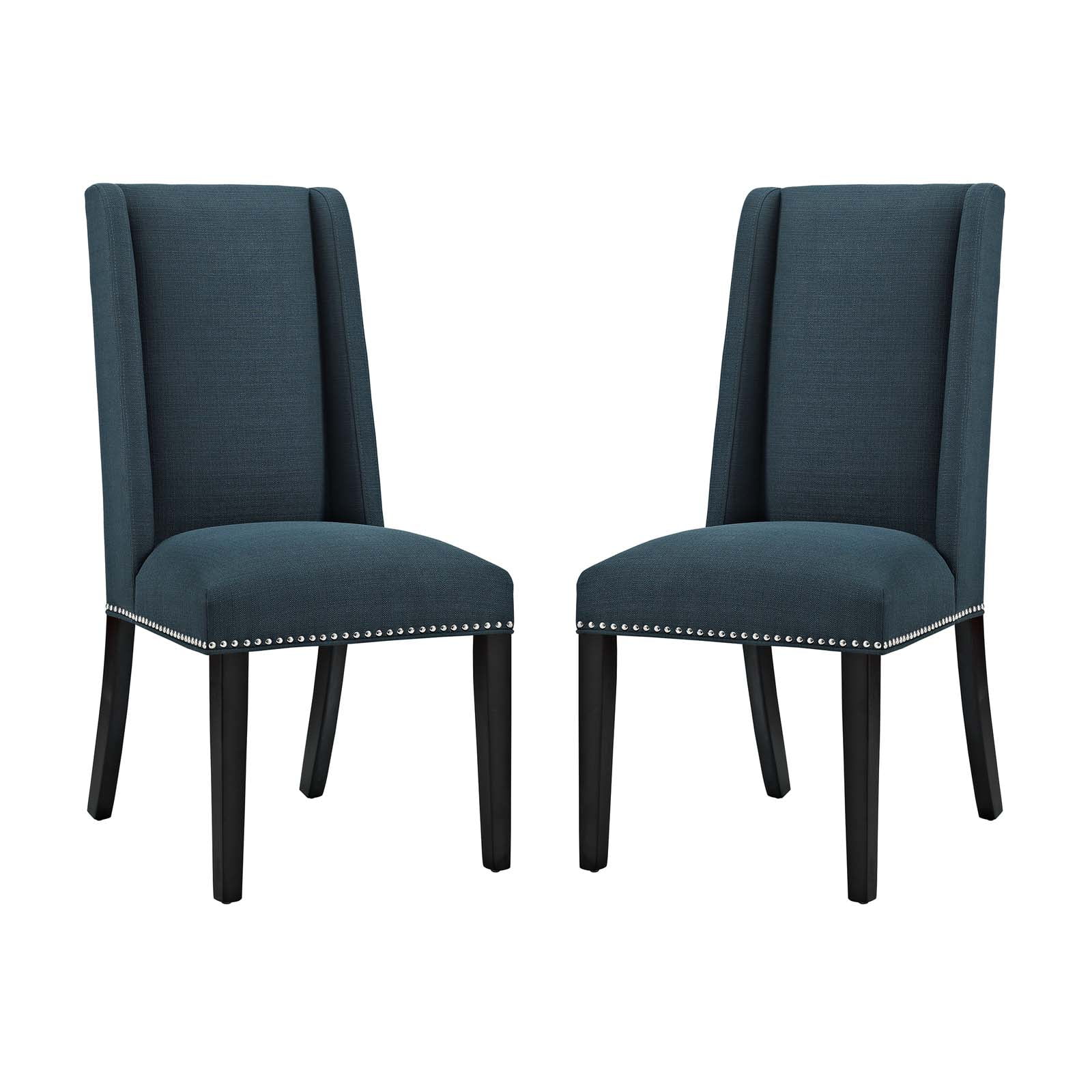 Modern Contemporary Urban Design Kitchen Room Dining Chair ( Set of Two), Navy Blue, Fabric Wood