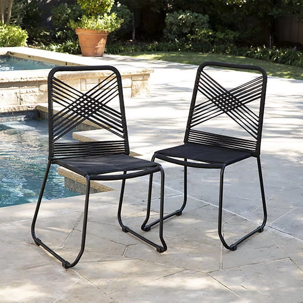 Melilani Indoor/Outdoor Rope Chairs 2pc Set, Black