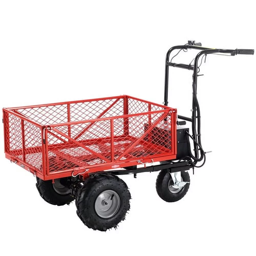 Buumin Wheelbarrow Utility Cart Electric Powered Cart 48V28Ah 500W Capacity 500lbs (230kg) Material Hauler 1000lbs Towing