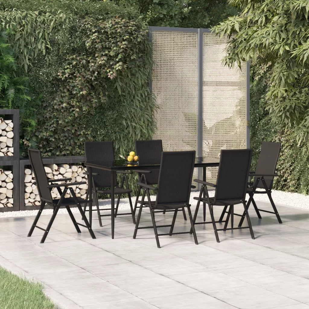 Andoer parcel,Table And Chairs 3156517 Set Poly Rattan 7 Piece Patio Set Patio Table And Chairs Set Table Set PatioTable Set Rewis Barash 1102470a