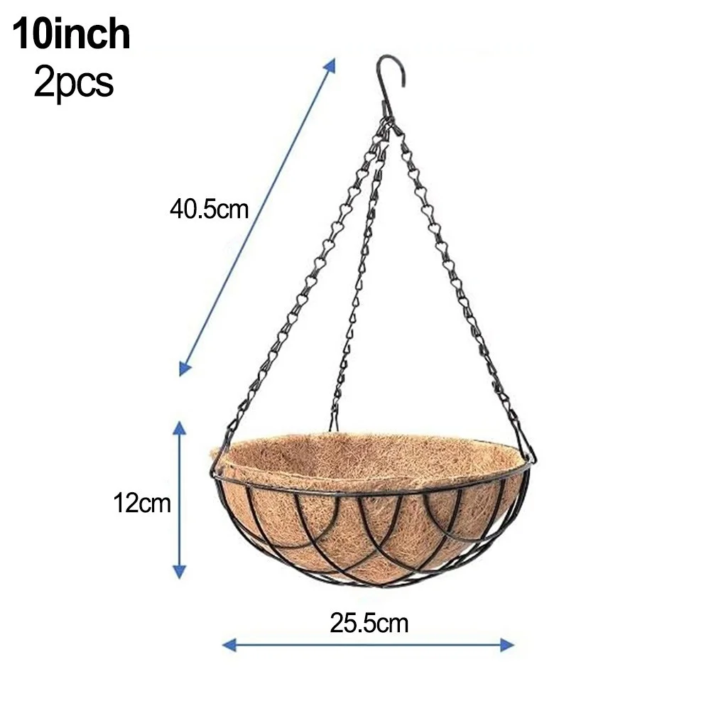 Metal Hanging Baskets with Coco Coir Liner Hanger Holder Plant Flower Pot