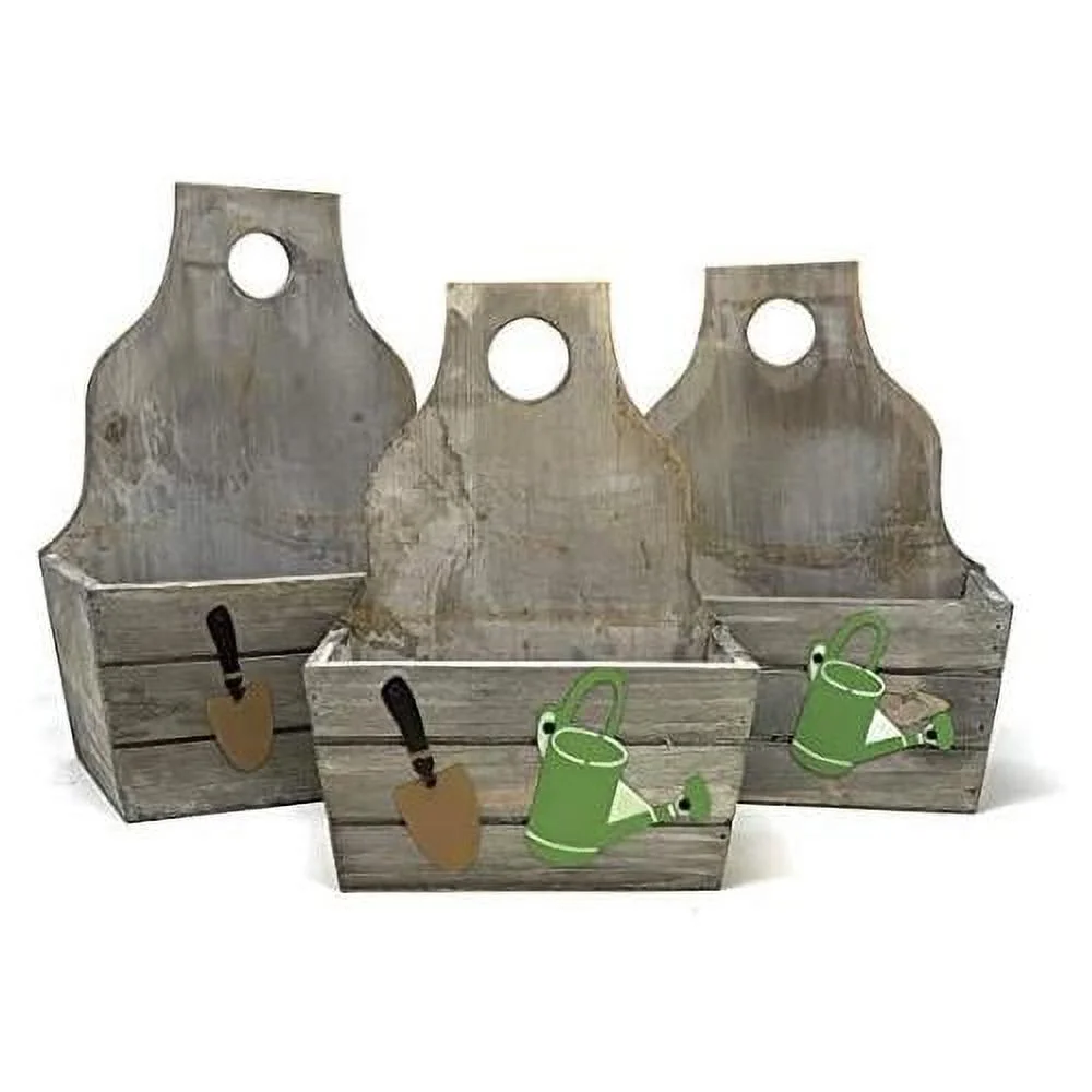 set wooden boxes planter trough for flower pots - indoor outdoor decoration - storage display hanging - hd88343