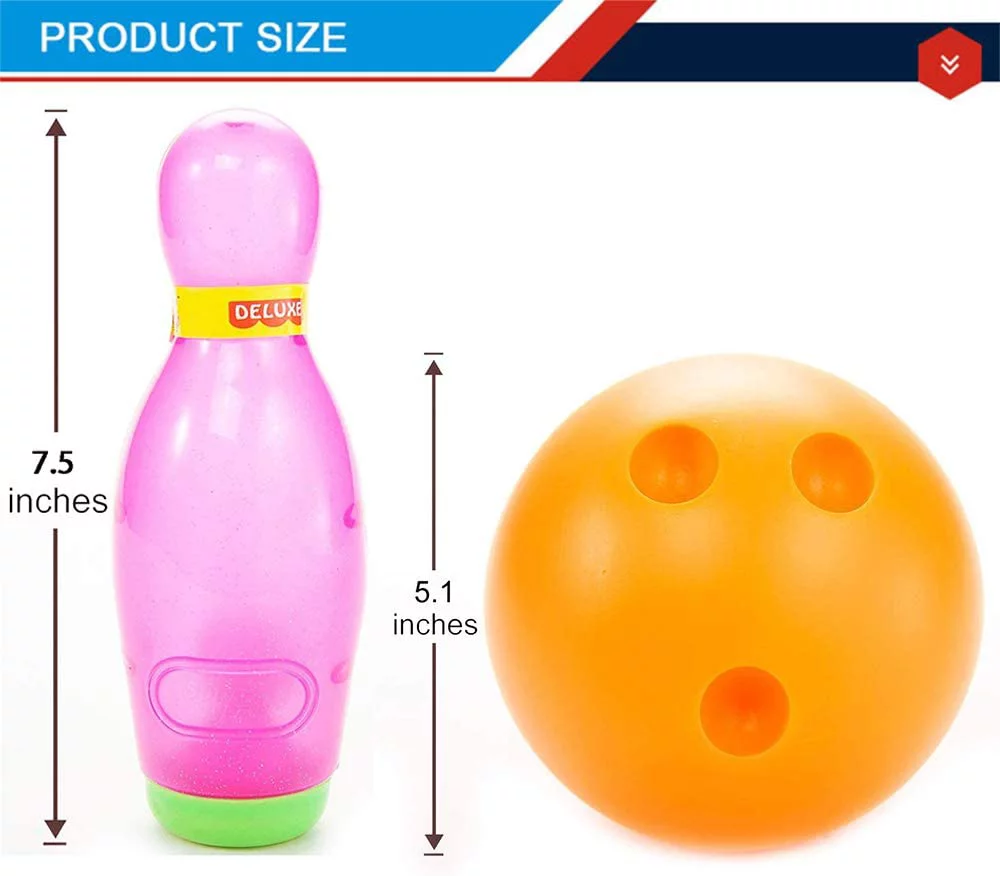 Deluxe Kids Toy Bowling Play Set with 6 Large Pins, Bowling Ball and Mini Shakers