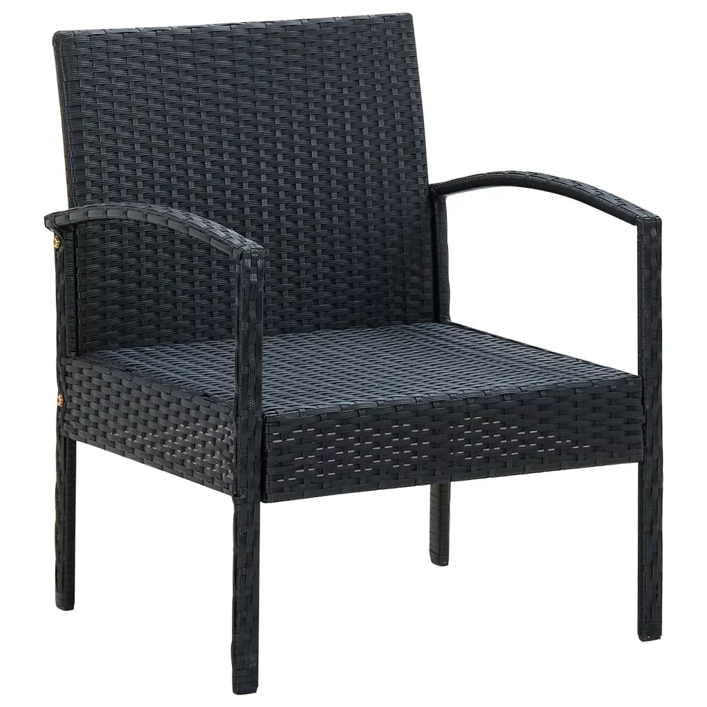 Patio Chair with Cushion Poly Rattan Black