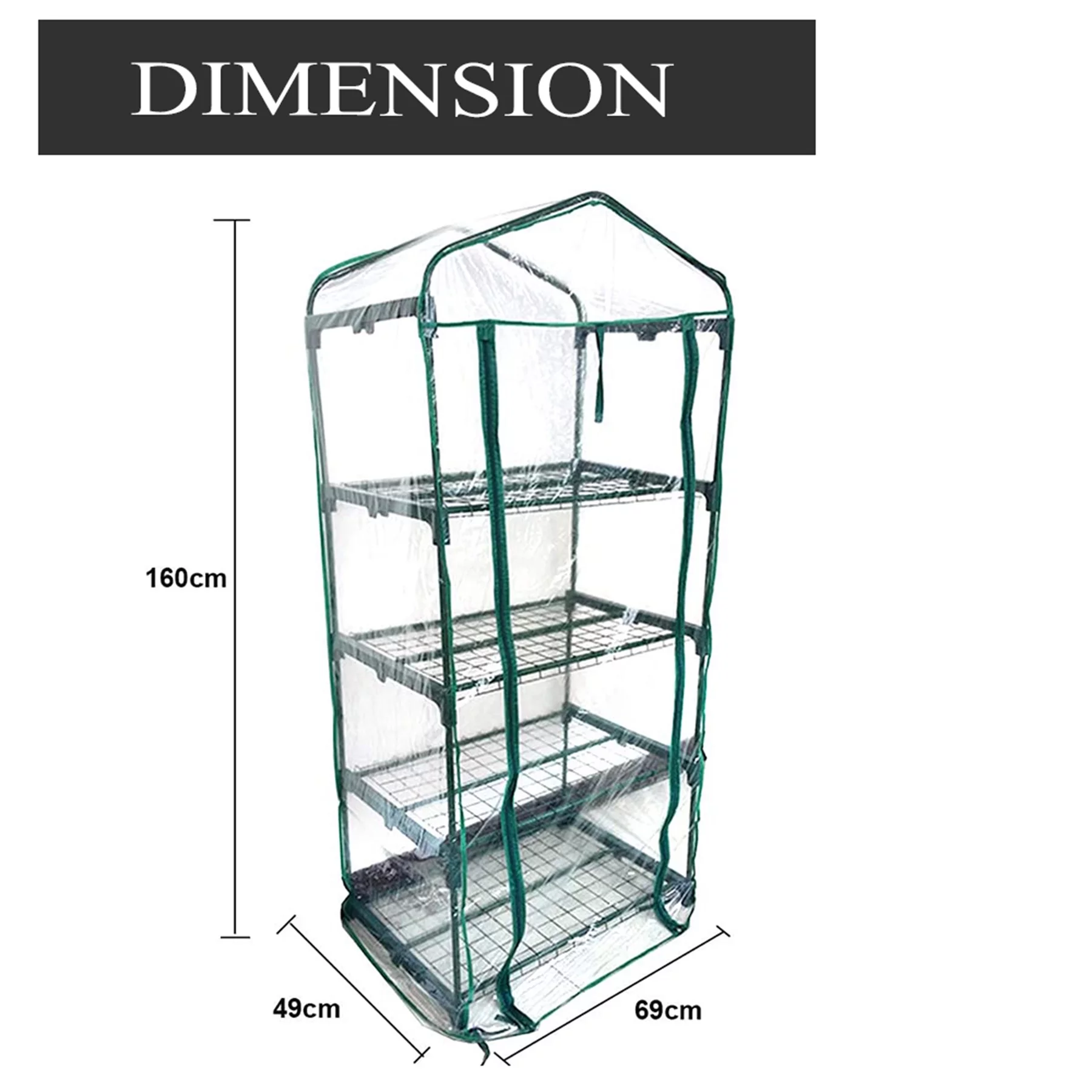 Plant Greenhouse Cover, Mini Greenhouse Warm Clear PVC Cover Tiers Shelves (Without Stand)