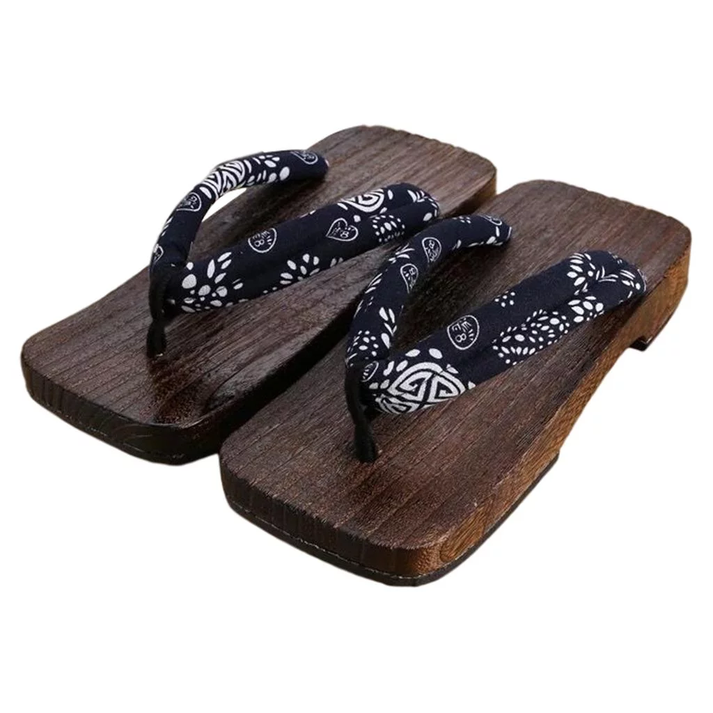 Japanese Clogs Slippers Sandals Flops for Men Women - Blue Square 42