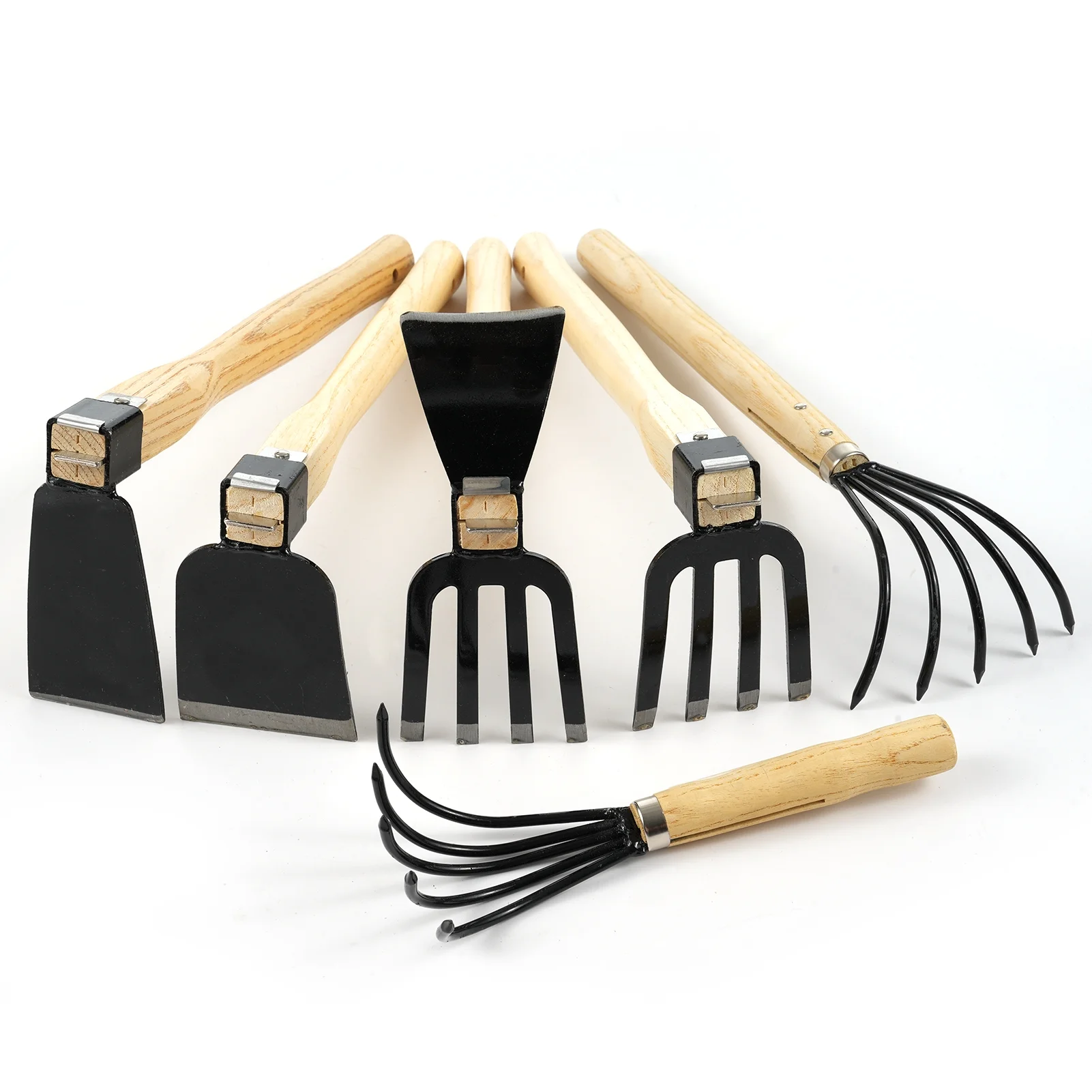 Shinysix Hand Cultivator Rake, Bendproof Garden Tool for Loosening Soil, Short Wooden Handle