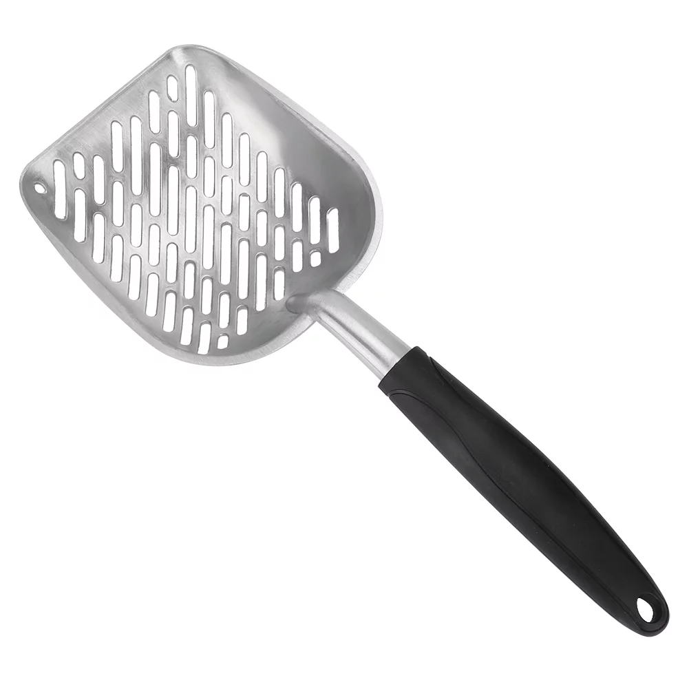 Goldmeet Aluminum Alloy Pet Cat Litter Scoop Sifter Shovel Hollow Dog Puppy Waste Holder(Black)