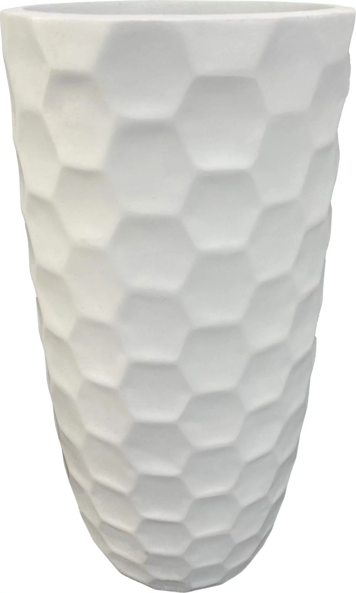 Eco-Friendly White Scalloped Cylinder Fiberglass Planter Pot - 9' Wide for Live Plants, Artificial Trees or Artificial Plants