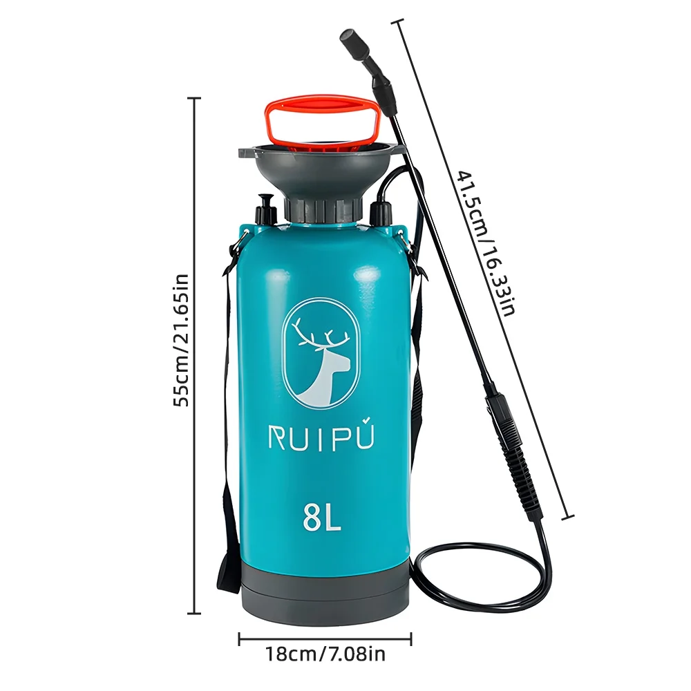 moobody Portable Pump Pressure Garden Sprayer 2.11 Gallon, Lawn and Garden Sprayer with Pressure Release Valve, Rotatable Spray Lance, Adjustable Shoulder Strap for Weed Control