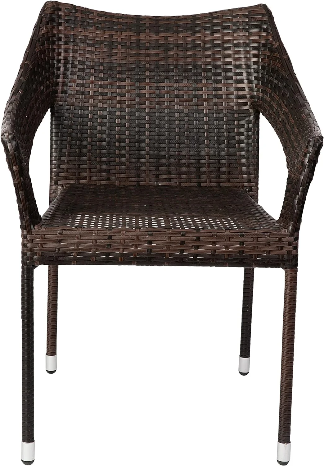 Grade Patio Chair, All Weather PE Rattan Wicker Stacking Patio Dining Chair, Espresso