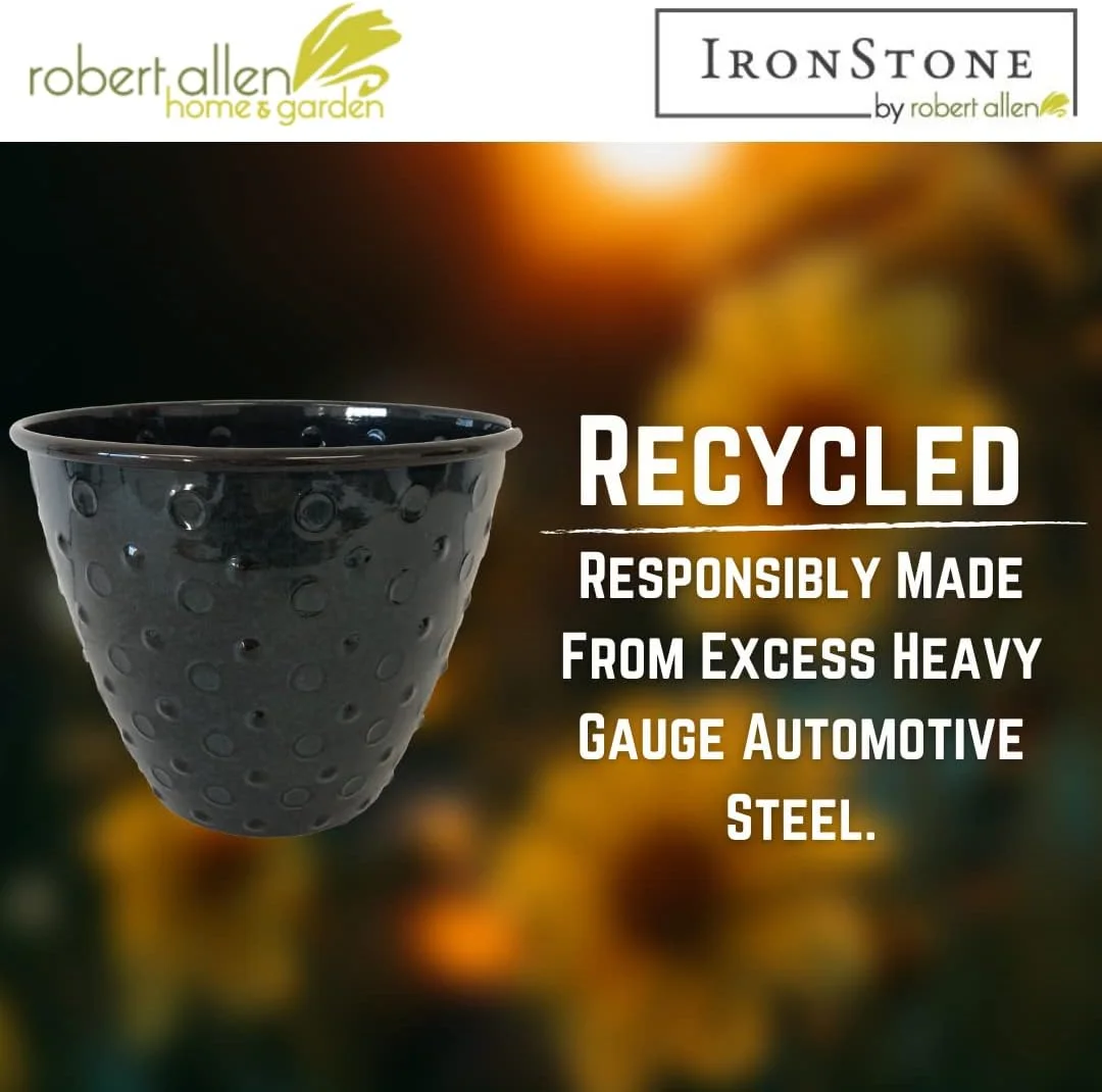 By Headwind - Ironstone Glazed Metal Planter Lightweight, Durable, Sustainable