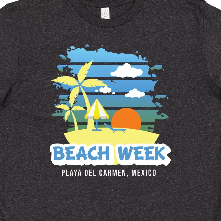 Inktastic Beach Week Playa del Carmen Mexico with Palm Trees Youth T-Shirt
