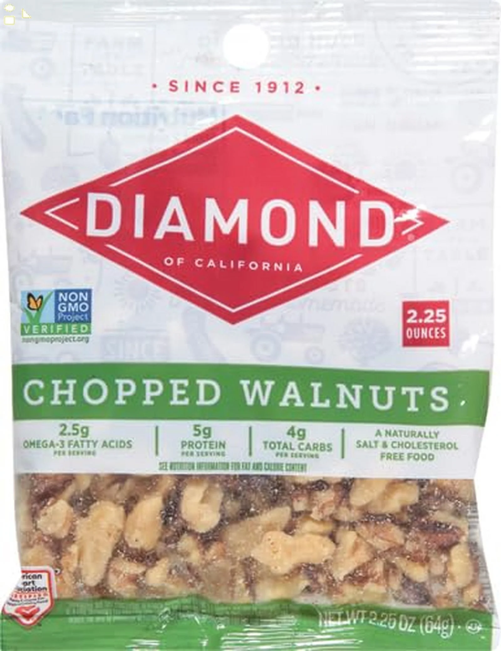 Diamond of California Chopped Walnuts, 2.25 Oz, 1 Pack