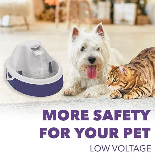 Aqua Flow Premium Pet Water Fountain - Automatic Dispenser Drinking Bowl for Cats and Dogs - Anti-Hair Drainage System - Replaceable Filters - Ideal for Multiple Pets - 52 up to 120 fl oz