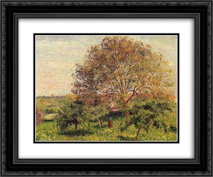 Camille Pissarro 2x Matted 24x20 Black Ornate Framed Art Print 'Walnut Tree in Spring'