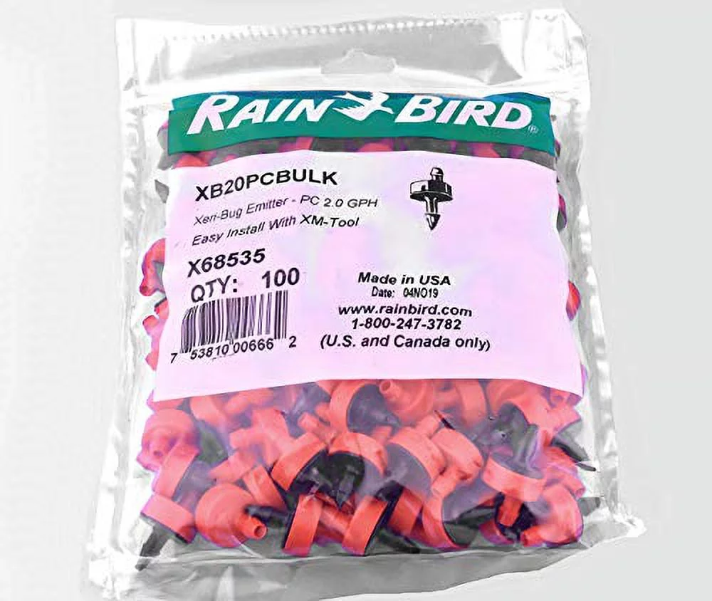 100 Rainbird XB20PC 2.0 GPH Drip Irrigation Emitters w/Free Installation Tool