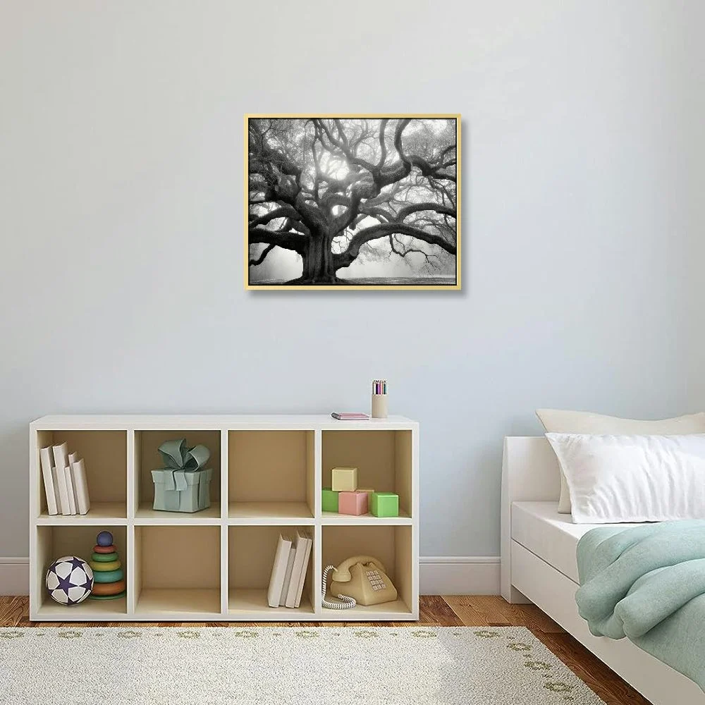 HOMICOZI  Angel Oak Tree Monochrome Charleston South Carolina Black White Nature Poster Canvas Pictures Print Wall Art for Living Room Bedroom Decor