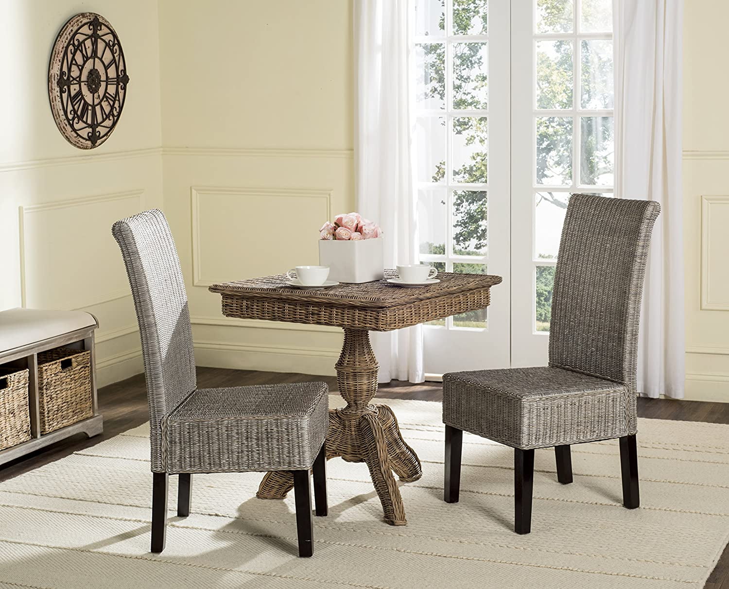 KUANGHENG Home Collection Arjun Grey Wicker 18-inch Dining Chair
