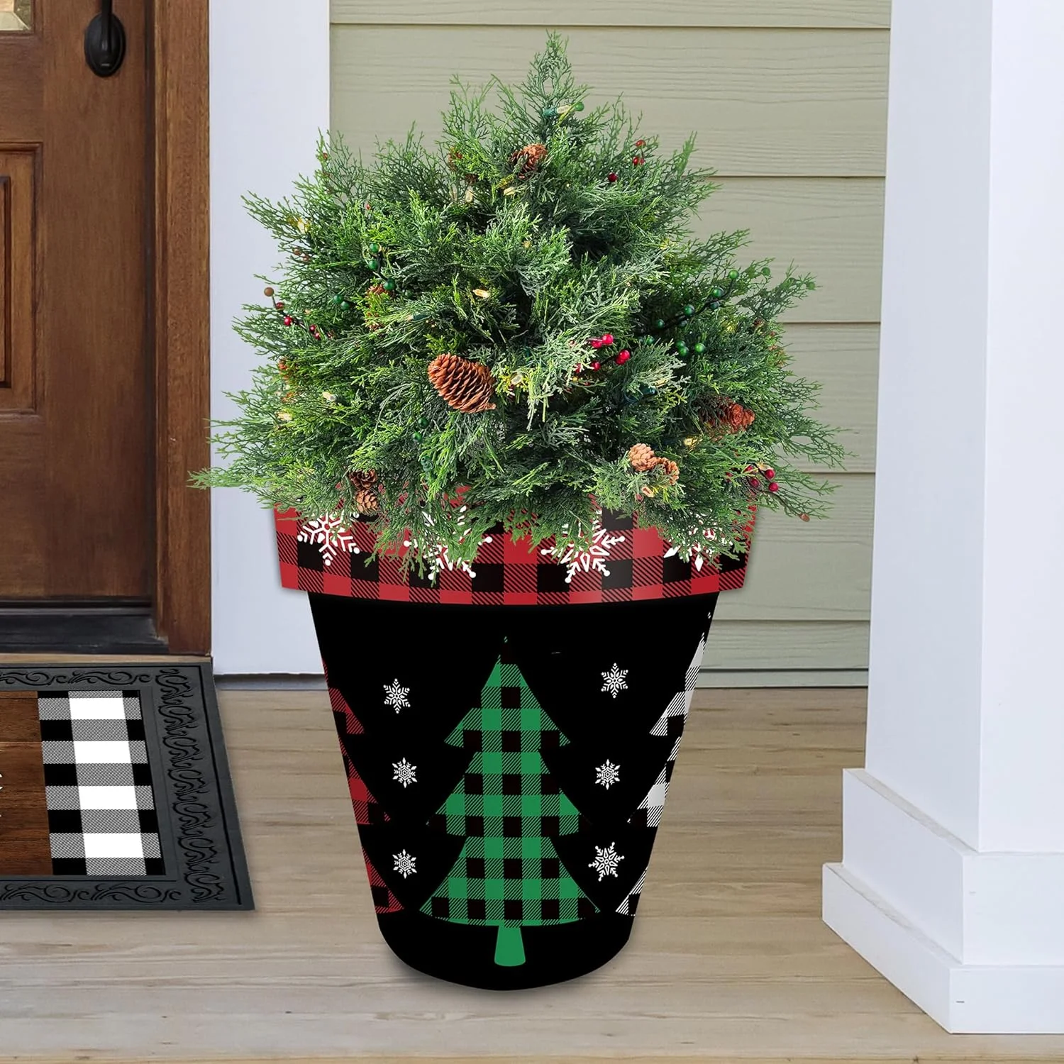 Checkered Trees Christmas Planter 14