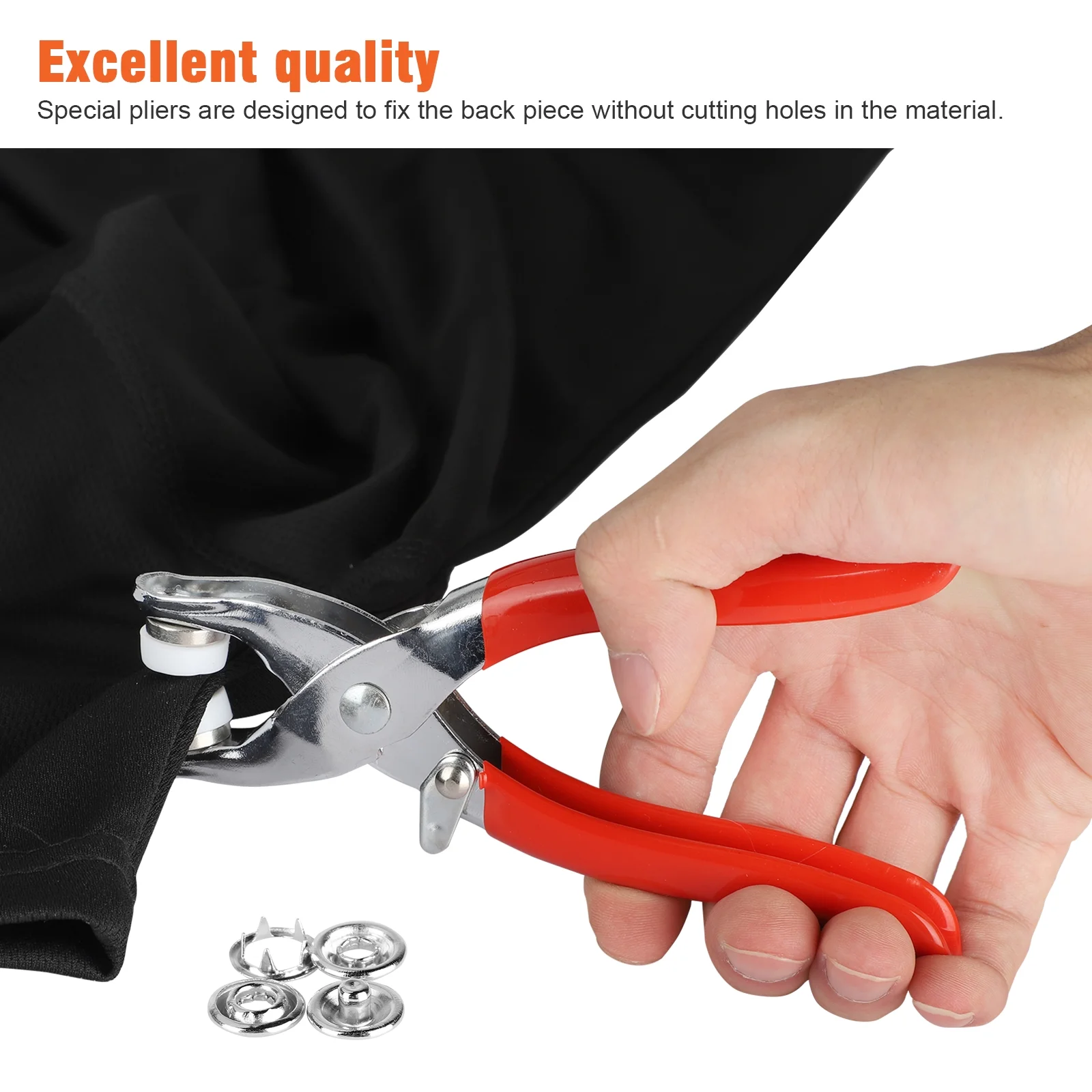 50 Sets Snap Fasteners Kit Tool, TSV Stainless Steel Snaps No-Sew Button Fasteners Studs, Fastener Pliers Press Snap Button for Sewing Crafting Clothes Jackets Jeans Shirts Bags, Silver, Red