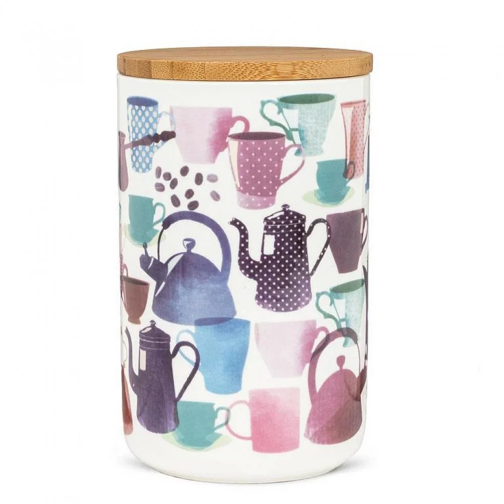 Coffeetime -Pots And Cups Patterned Canister