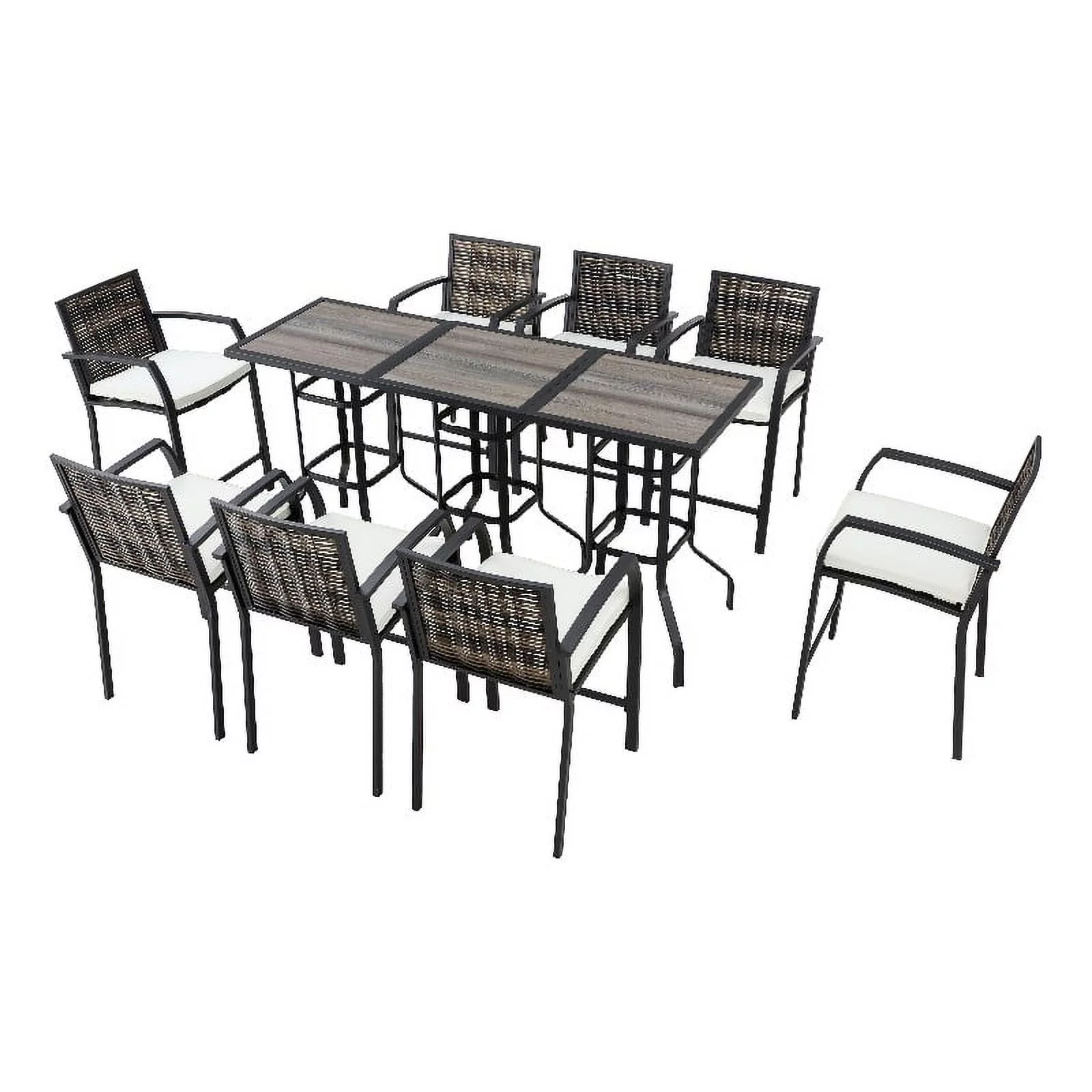 Patio Festival Metal 11-Piece Outdoor Dining Set in Beige/Brown/Black