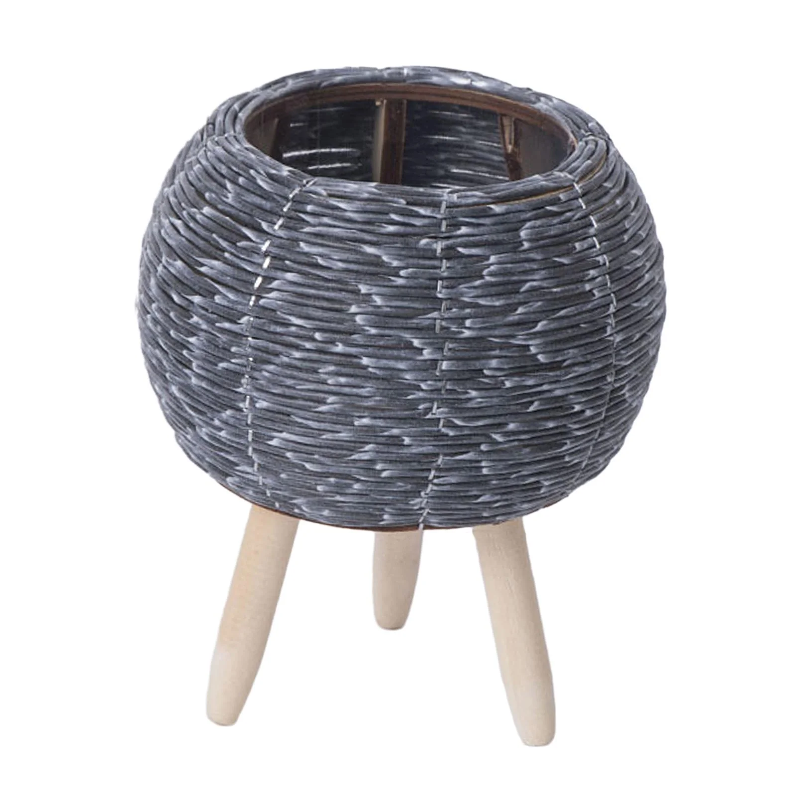 figatia Basket Floor Planter Flower Stand Plant Decoration Versatile Woven Planter Basket Flower Container for Balcony Courtyard Yard Round 19.5cm