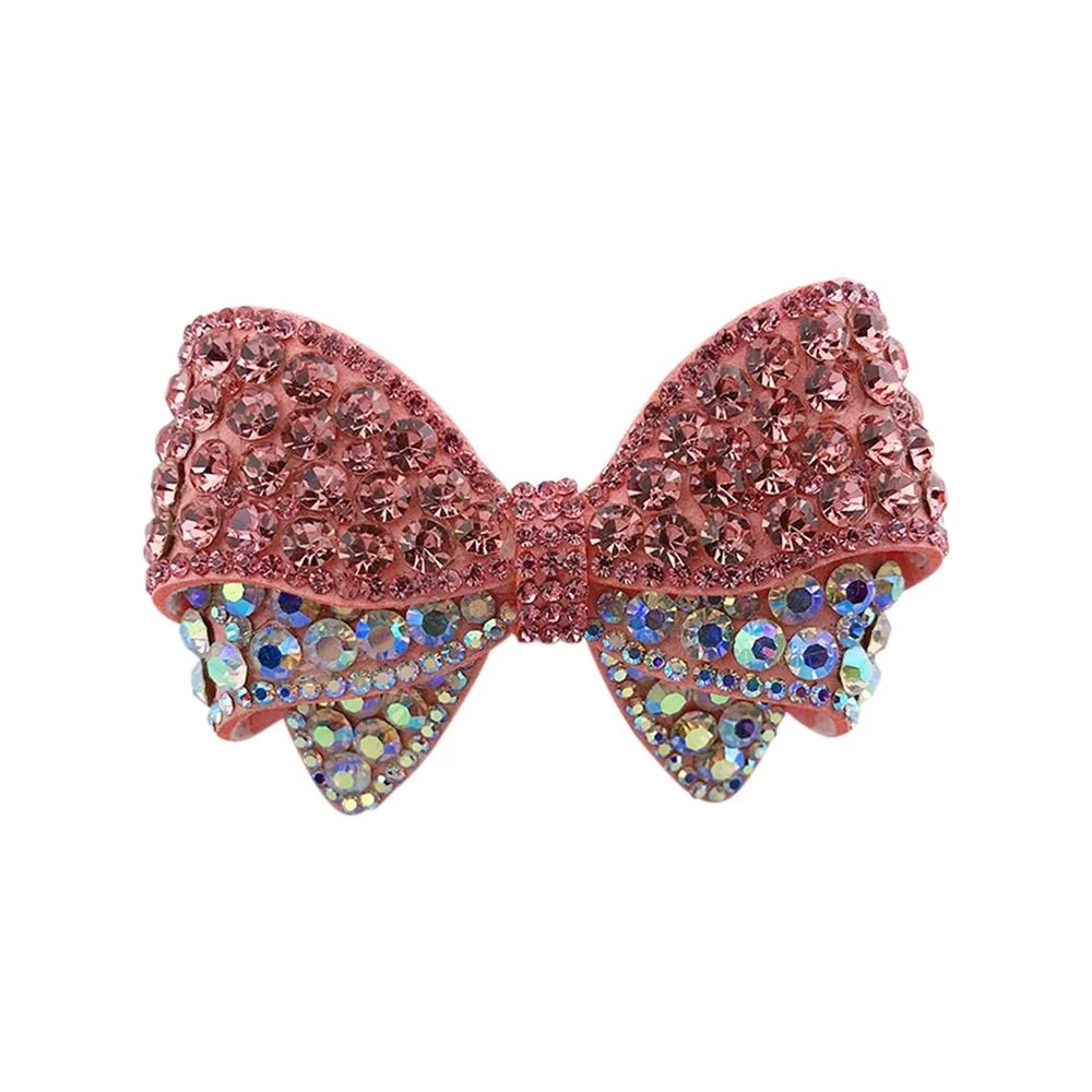 1PC Bridal Wedding Party High Heels Shoes DIY Rhinestone Bowknot Bow Crystal Jewelry Shoe Flower Decorations Crystal Decor Pink Small