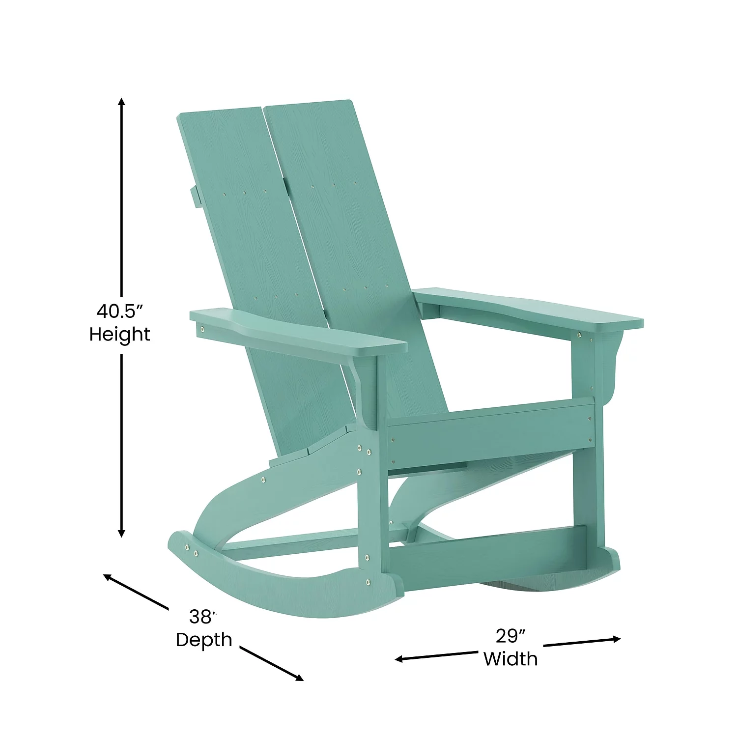 Flash Furniture Finn Dual Slat Back Adirondack Rocking Chair Sea Foam 2/Pack (JJC14709SFM2)