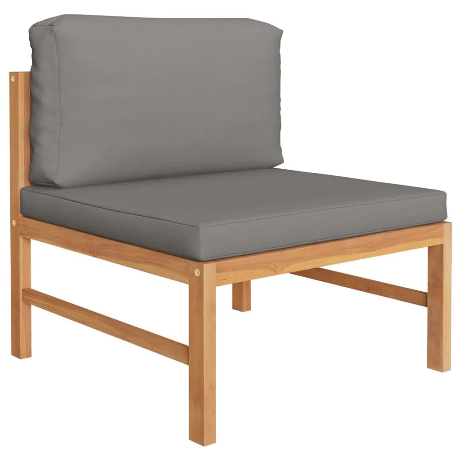 Suzicca 3-Seater Patio Sofa with Gray Cushions Solid Teak Wood