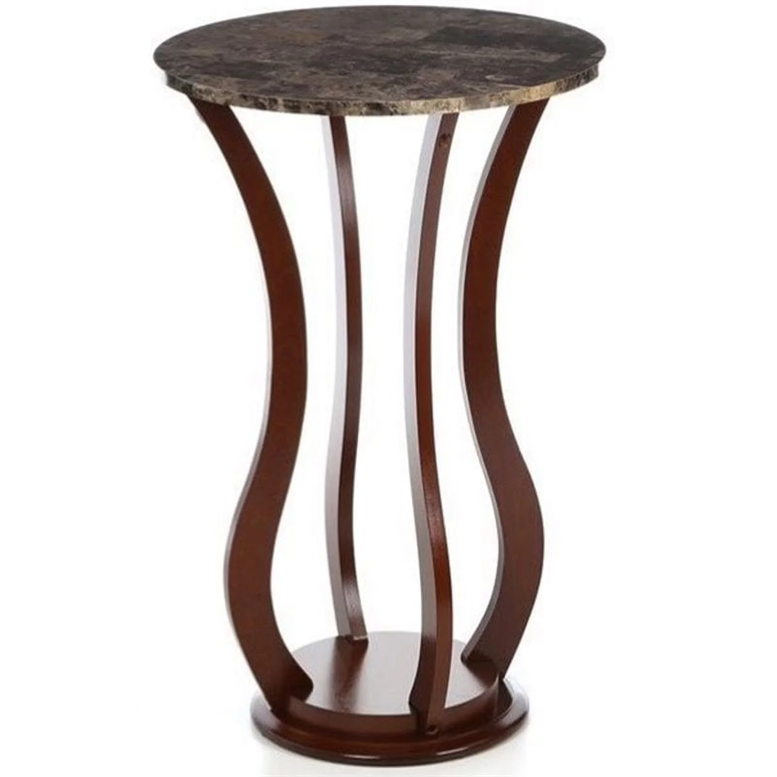 Kingfisher Lane Faux Marble Top Accent Plant Stand in Brown and Gray