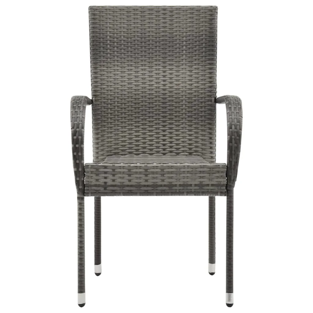 vidaXL Stackable Patio Chairs 4 pcs Gray Poly Rattan