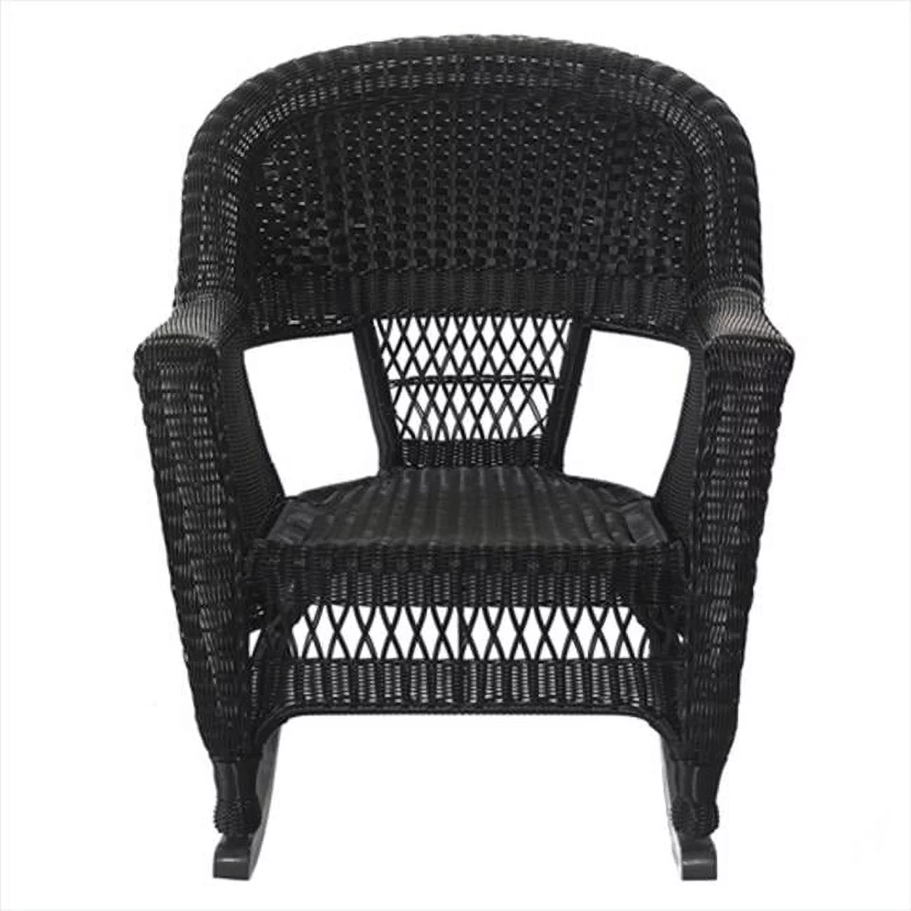 W00207R-D-2-RCES016 3 Piece Black Rocker Wicker Chair Set With Orange Cushion