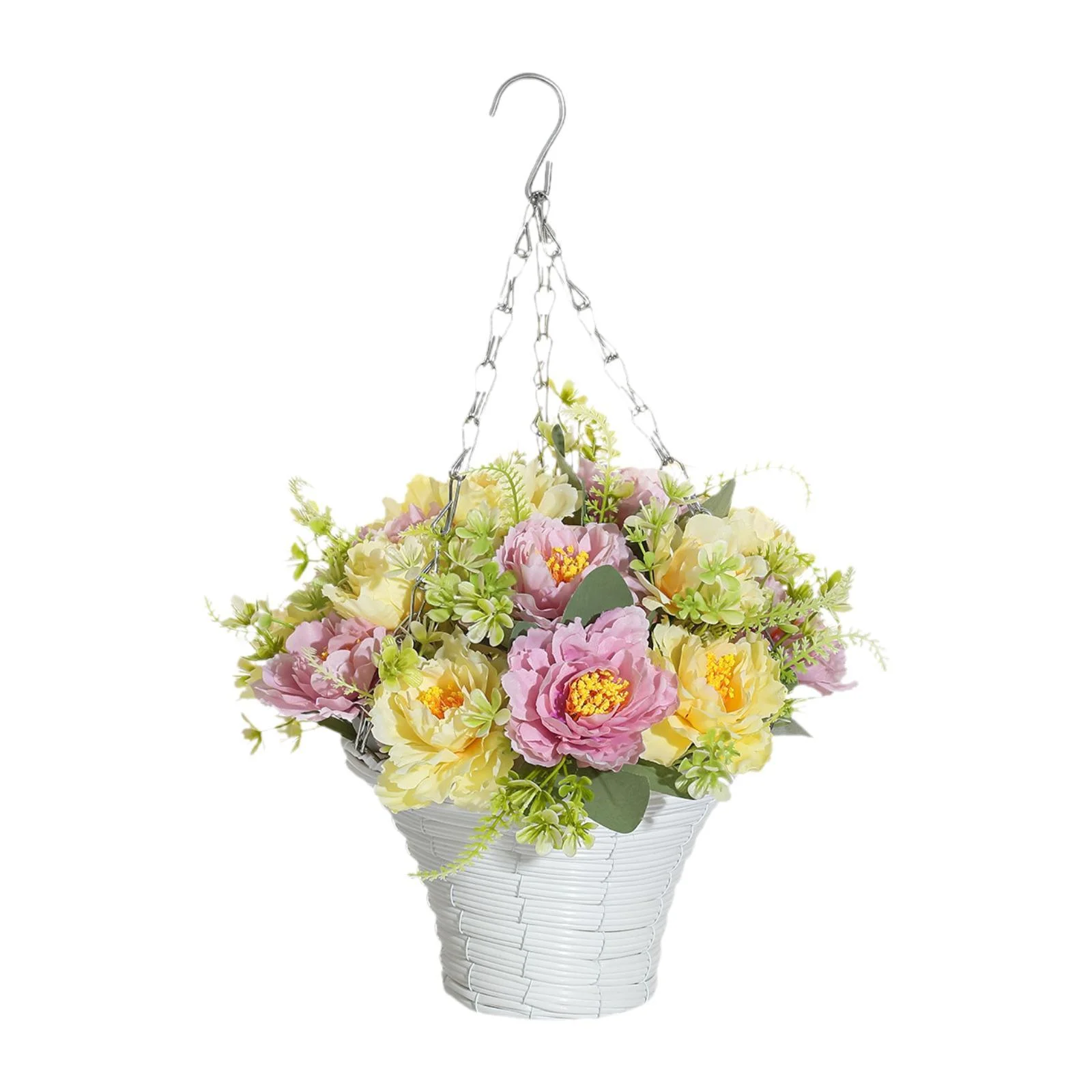 deevoka Artificial Hanging Flowers in Basket Chain Flower Pot for Garden Spring Lawn F