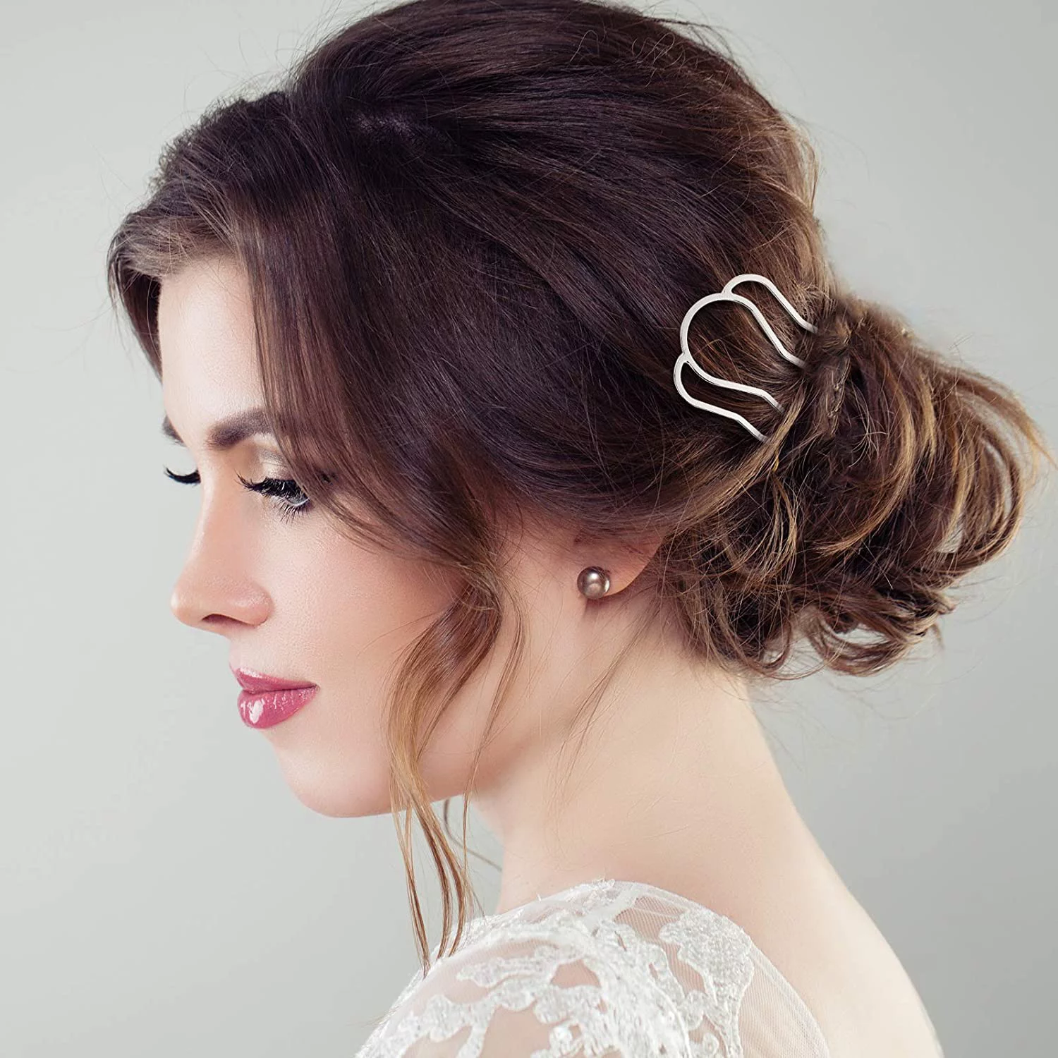 6 Pieces 87 mm Hair Fork Clip Stick Hair Side Comb Hairpin Hair Bun Updo Hair Sticks Alloy 4 Prong Bun Hair Pins Clips Grips for Women Hair Styling Tool Accessories (Gold, Silver and Rose Gold)large