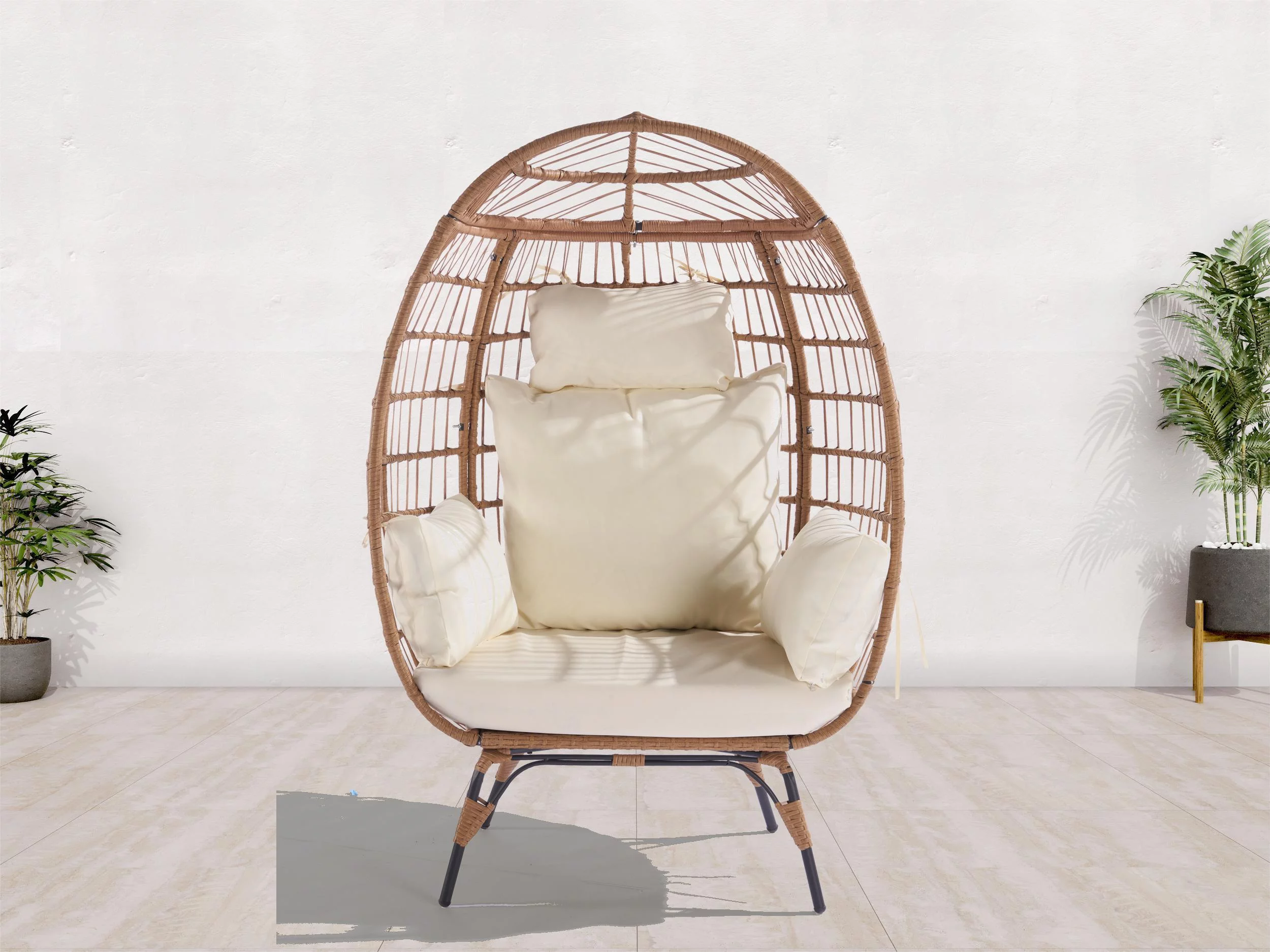Opal Patio Wicker Egg Chair - Beige