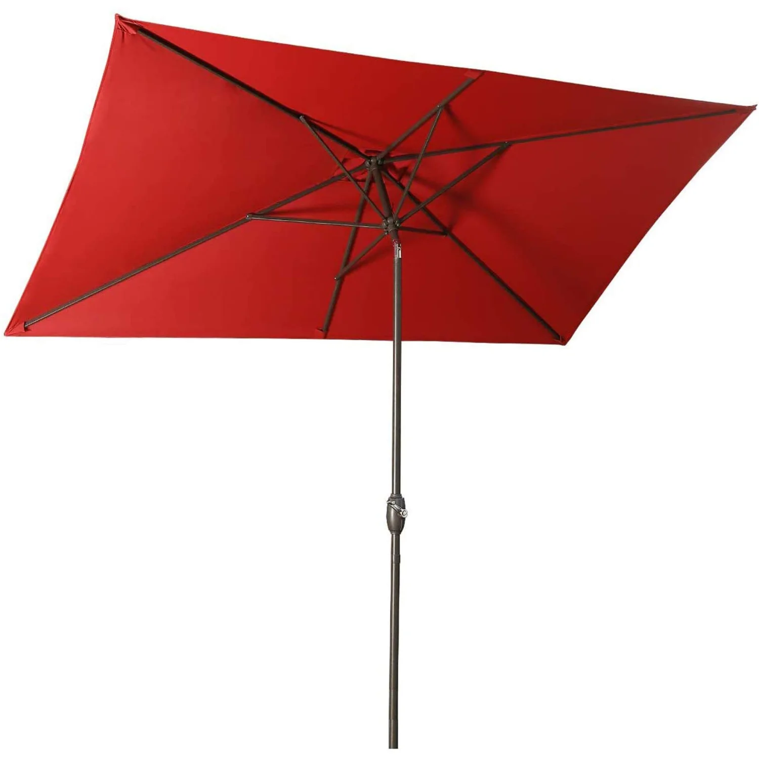 YPDCHB Rectangular Patio Umbrella 6.5 ft. x 10 ft. with Tilt  Crank and 6 Sturdy Ribs for Deck  Lawn  Pool in RED