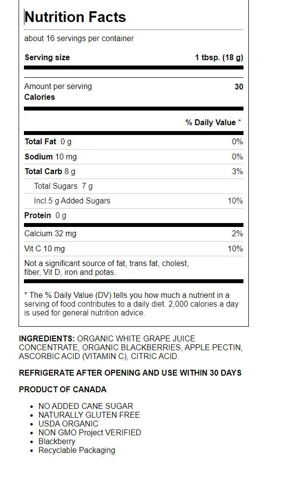 Crofters Fruit Spread Organic Just Fruit Blackberry, 10 Oz
