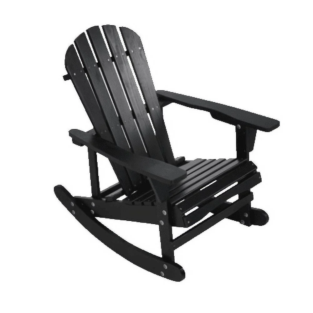 YPDCHB Adirondack Rocking Chair Solid Wood Chairs Finish Outdoor  for Patio  Backyard  Garden - Black