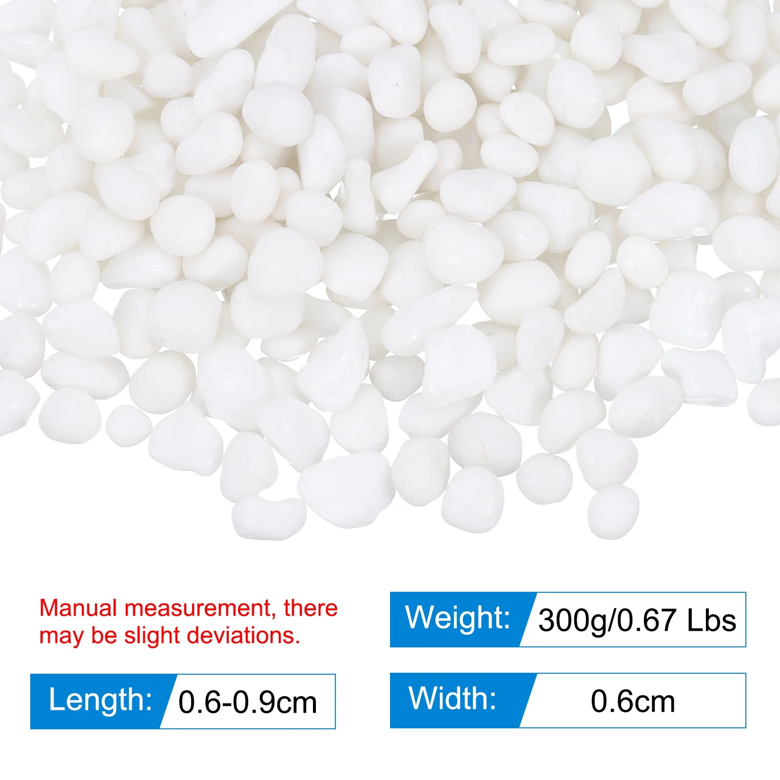 Round Fire Glass Beads for Fire Pit, Vase Fillers Beads Gems for Fish Tank Aquarium 6-9mm 300g/0.67 Lbs White