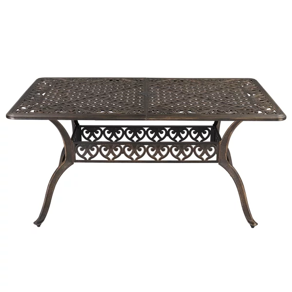 Fithood 59in Desktop Mosaic Garden Cast Aluminum Table Bronze (WITHOUT CHAIRS)