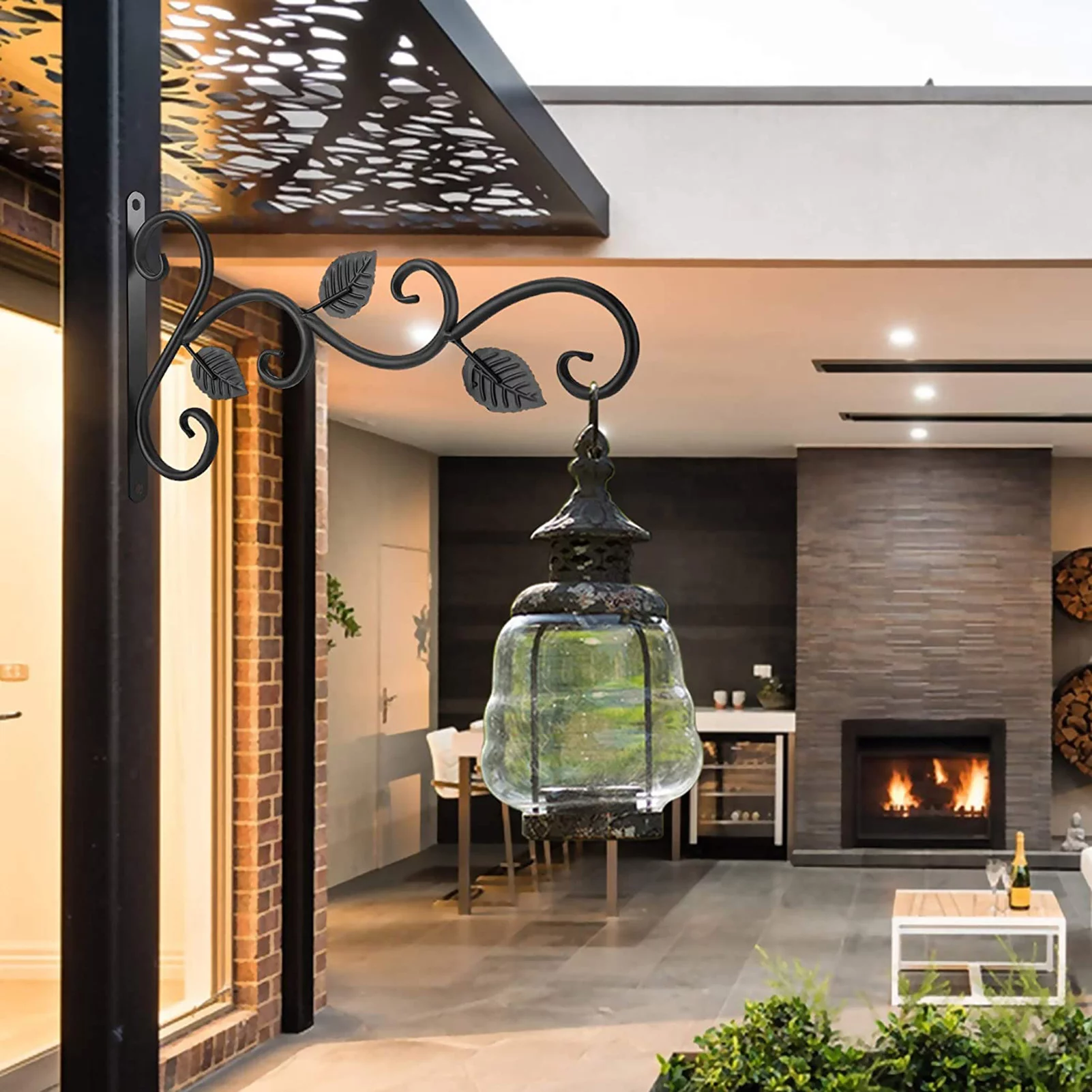 Lixada Iron Plant Holder Hooks 4Pcs Wall-Mounted for Bird Feeder Flower Pot Lantern Wind Chime Decoration