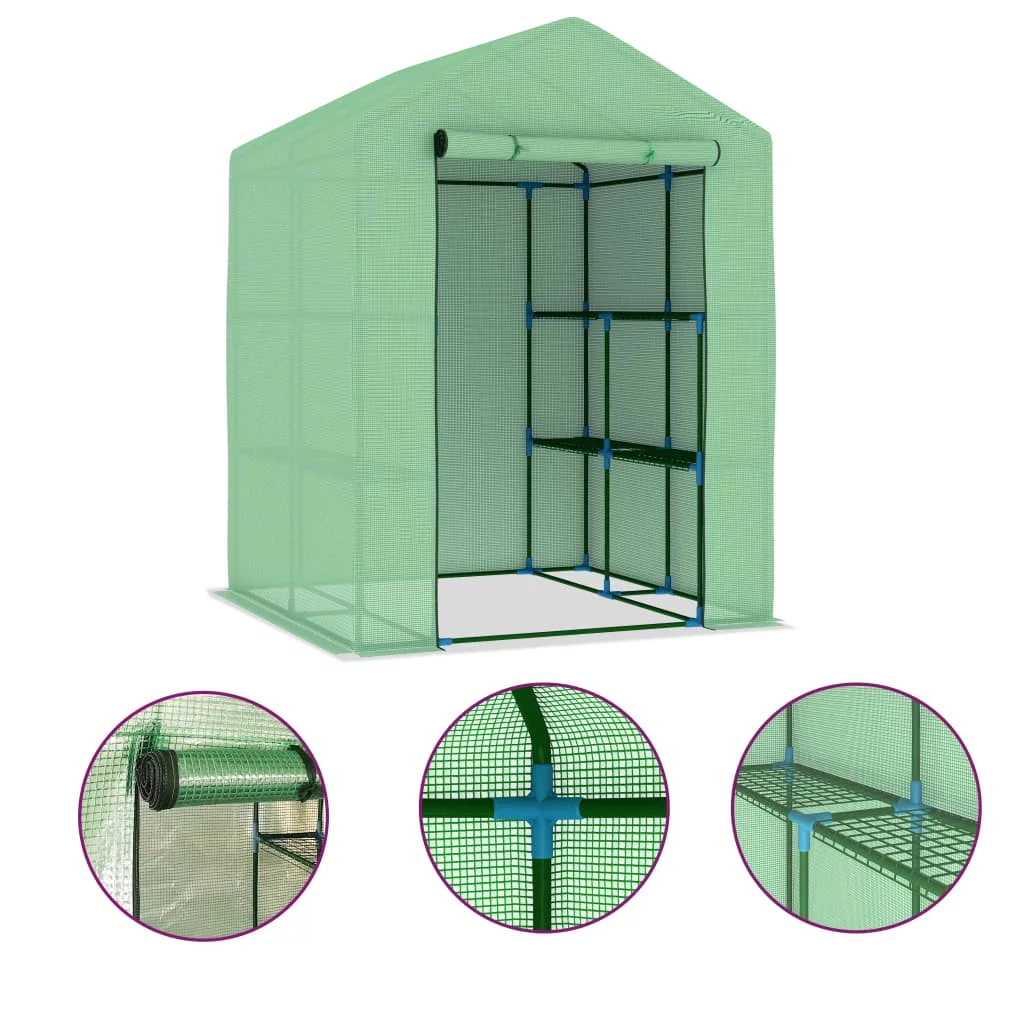 Greenhouse with Shelves Steel 56.3